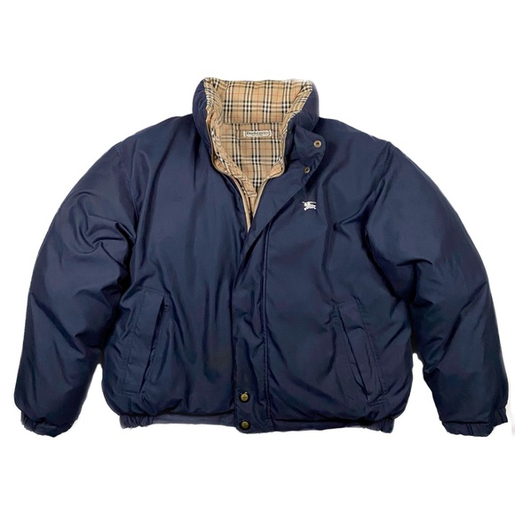 Men’s Burberry Plaid Check Monogram Goose Down Reversible Puffer Jacket - Picture 2 of 12